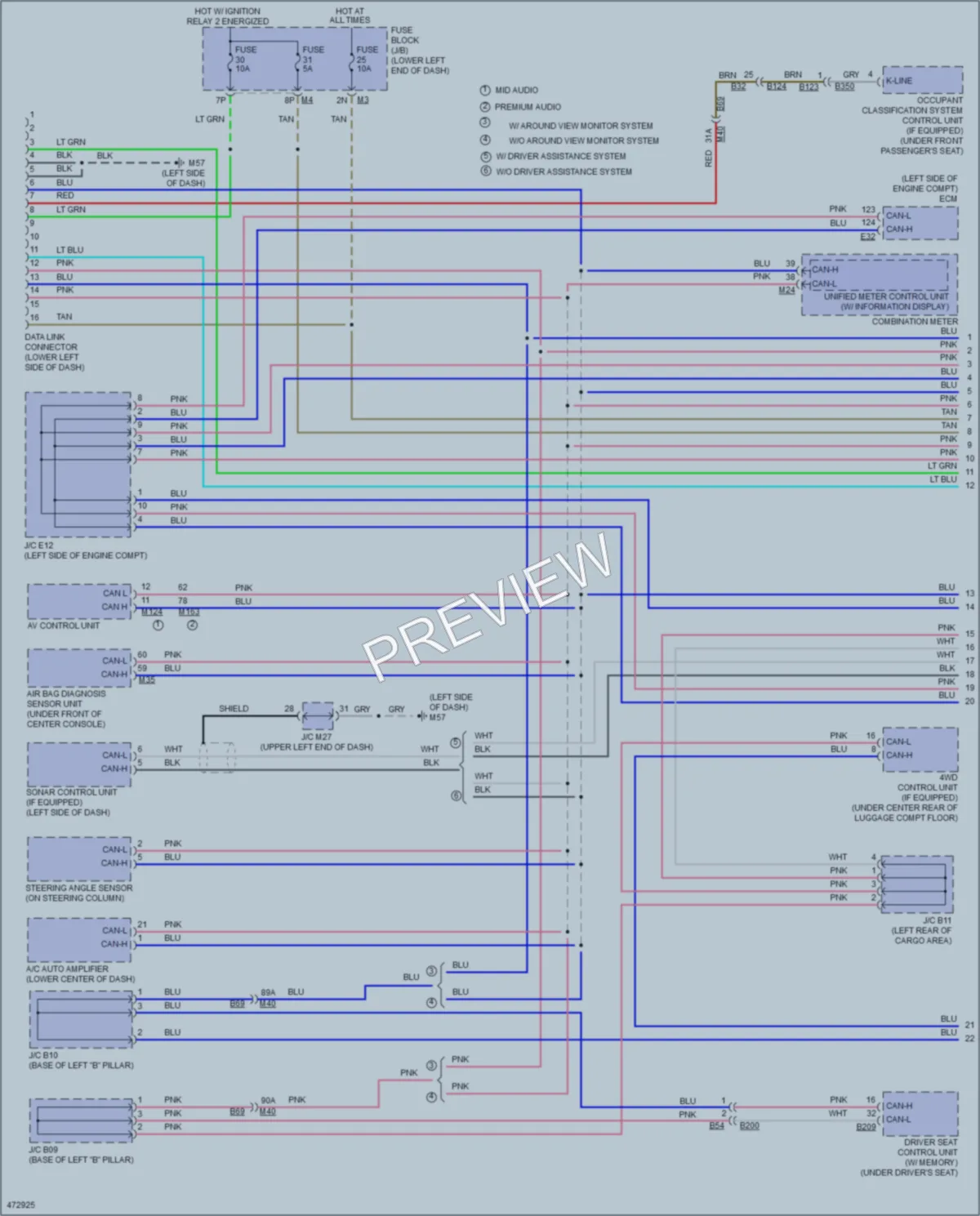 2015 Nissan Pathfinder Computer Data Lines wiring diagram preview