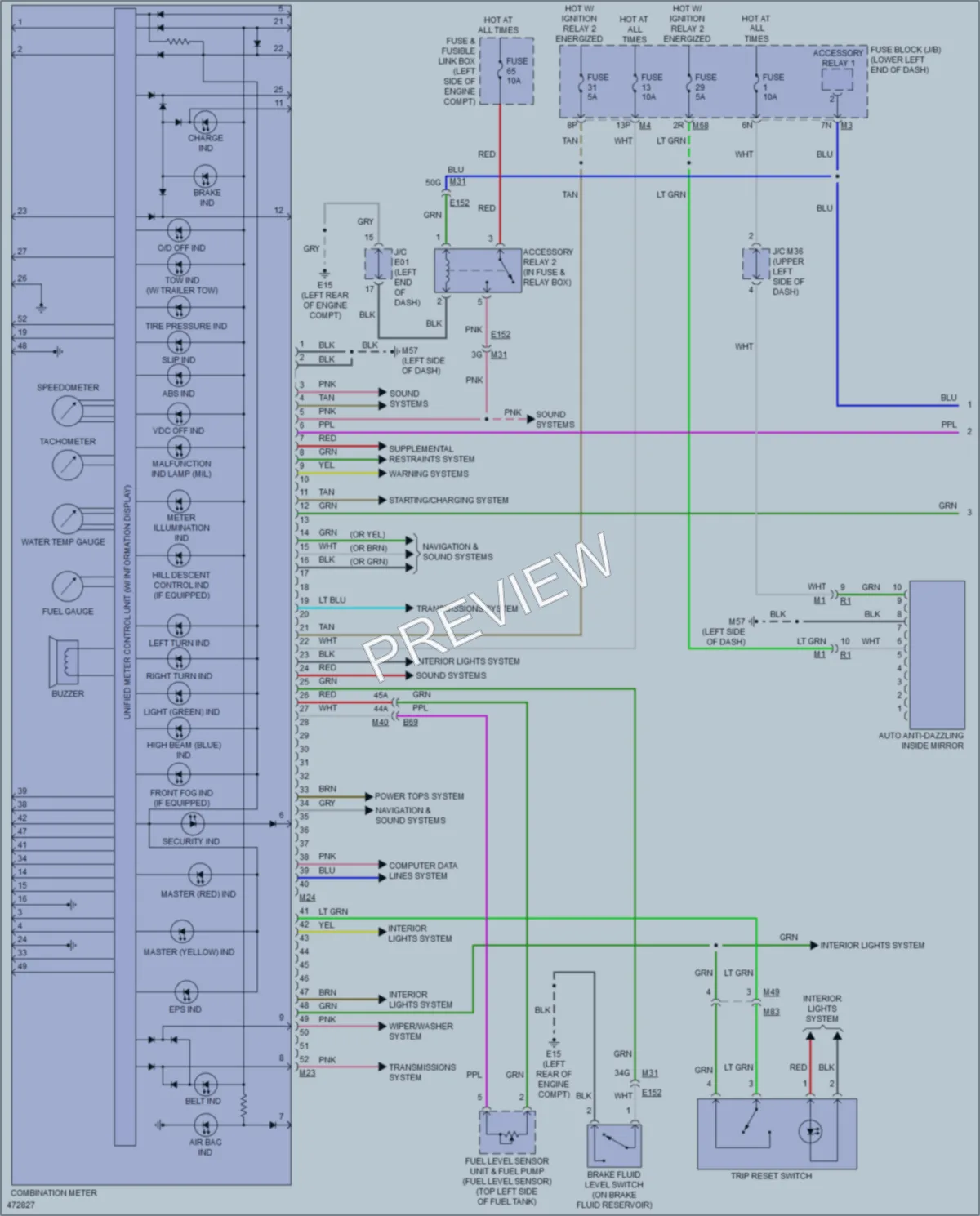 2015 Nissan Pathfinder Instrument Cluster wiring diagram preview