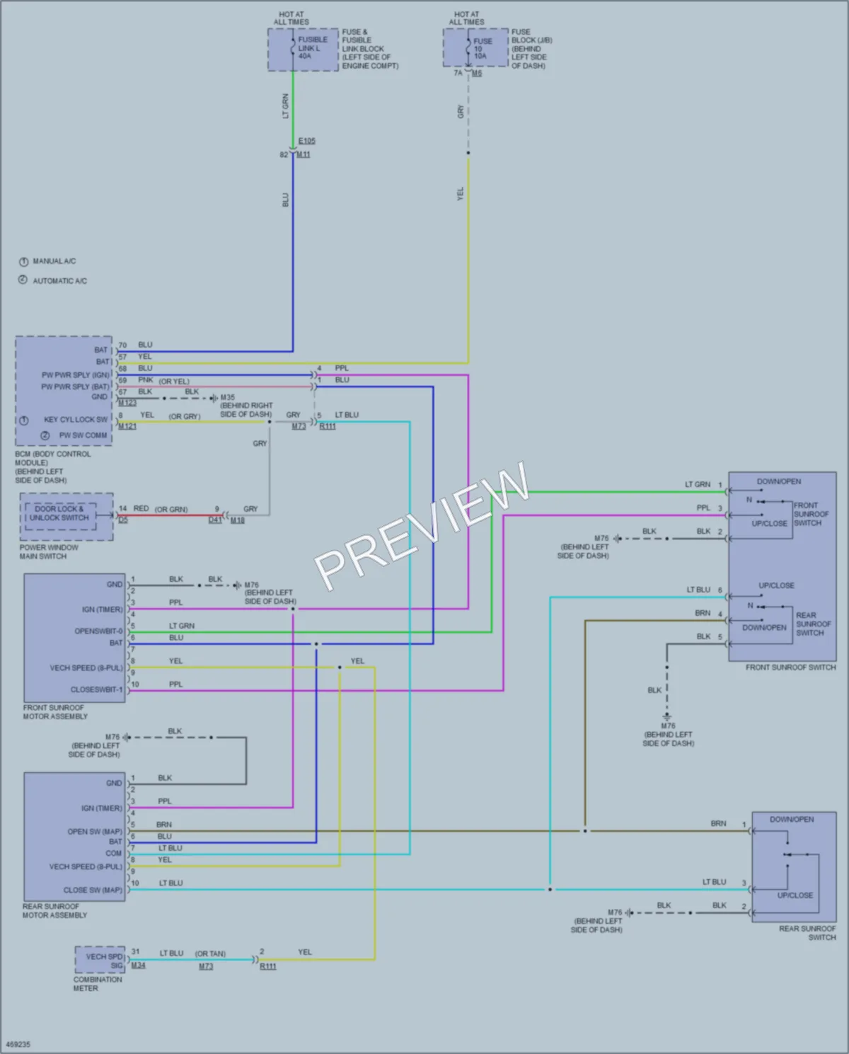 2015 Nissan Quest Power Top Sunroof wiring diagram preview