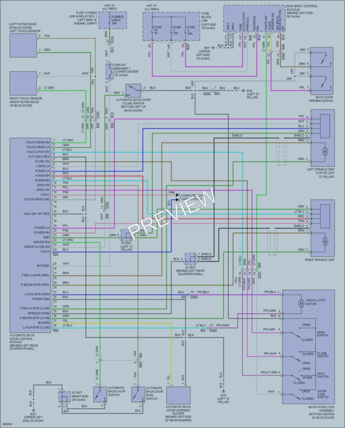 2015 Nissan Rogue Trunk Tailgate Fuel Door wiring diagram preview