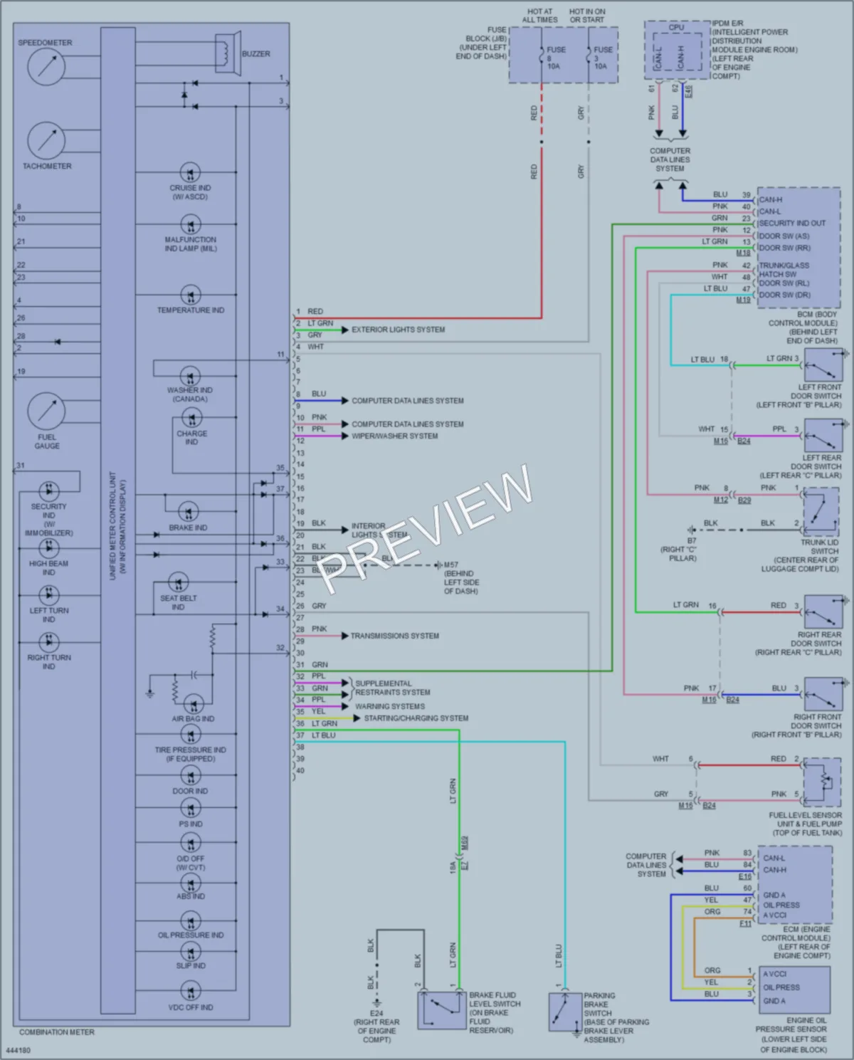 2015 Nissan Versa Instrument Cluster wiring diagram preview