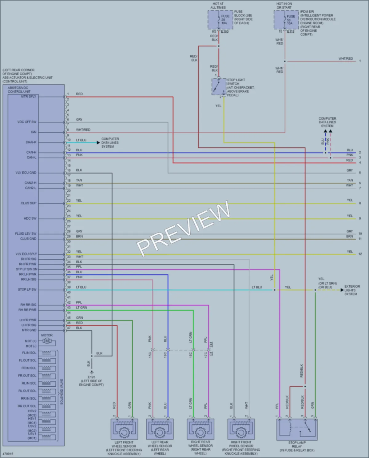 2015 Nissan Xterra Anti Lock Brakes wiring diagram preview