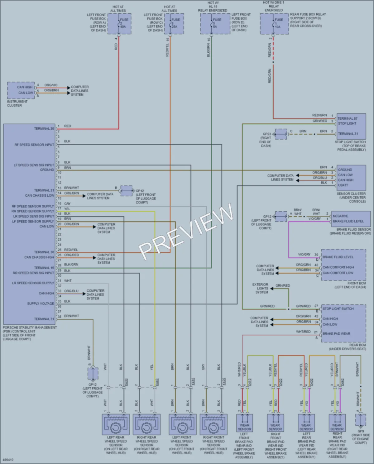 2015 Porsche 911 Anti Lock Brakes wiring diagram preview