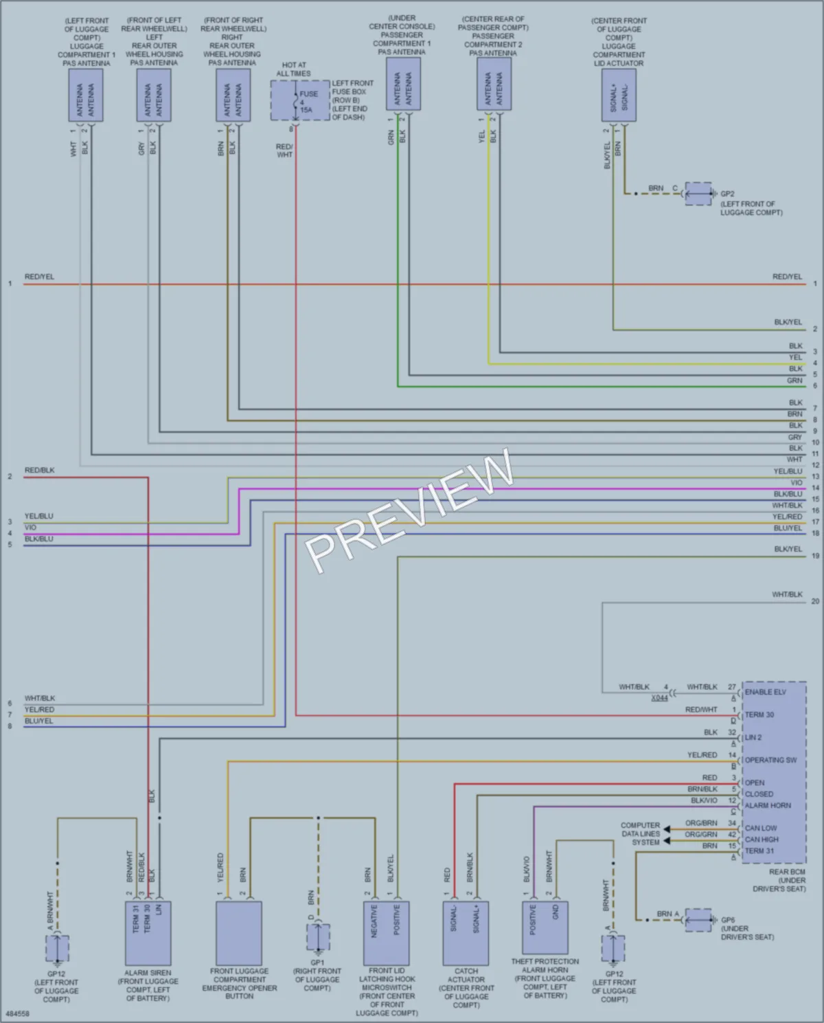 2015 Porsche 911 Anti Theft wiring diagram preview