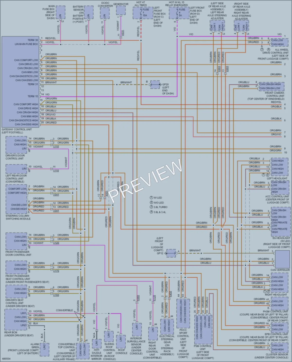 2015 Porsche 911 Computer Data Lines wiring diagram preview