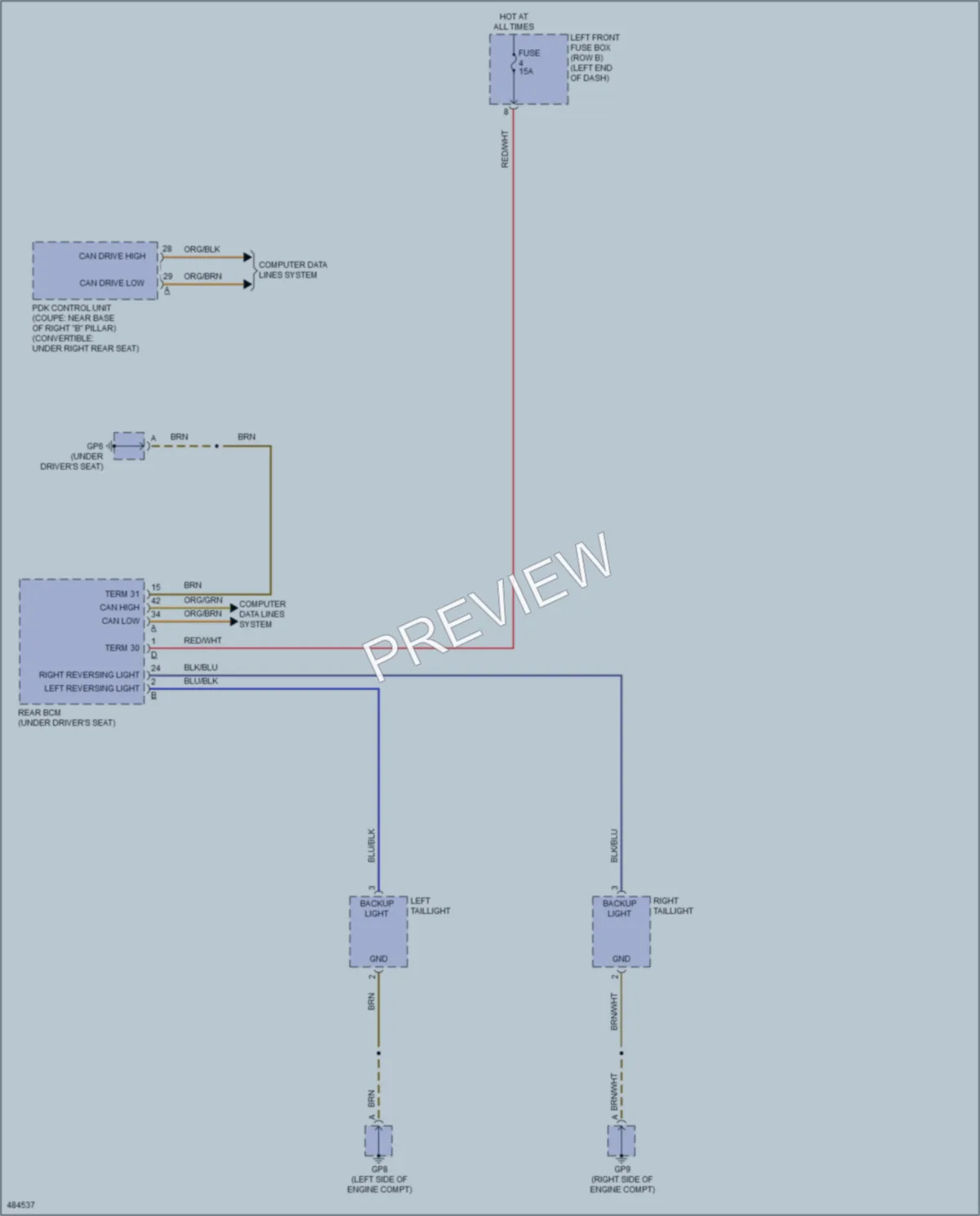2015 Porsche 911 Exterior Lights wiring diagram preview