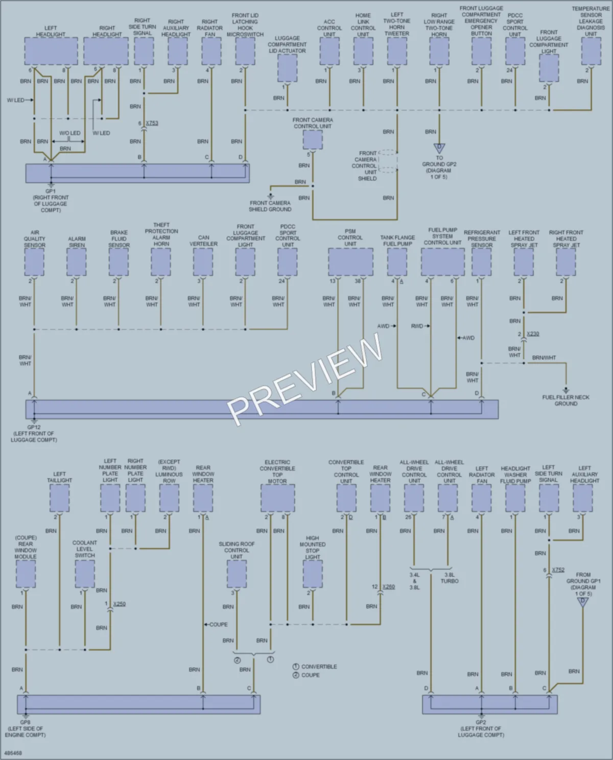 2015 Porsche 911 Ground Distribution wiring diagram preview