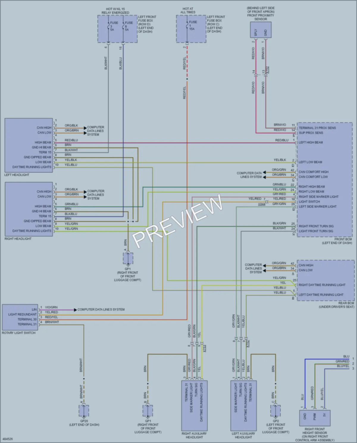 2015 Porsche 911 Headlights wiring diagram preview