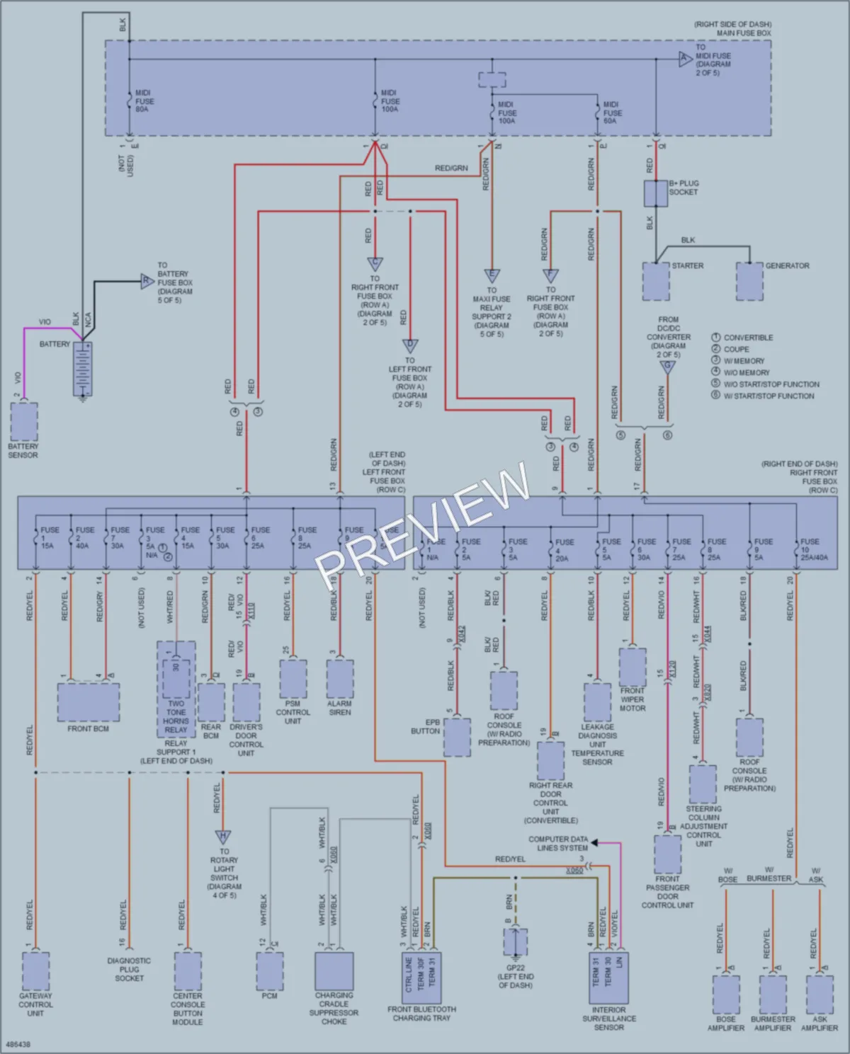 2015 Porsche 911 Power Distribution wiring diagram preview