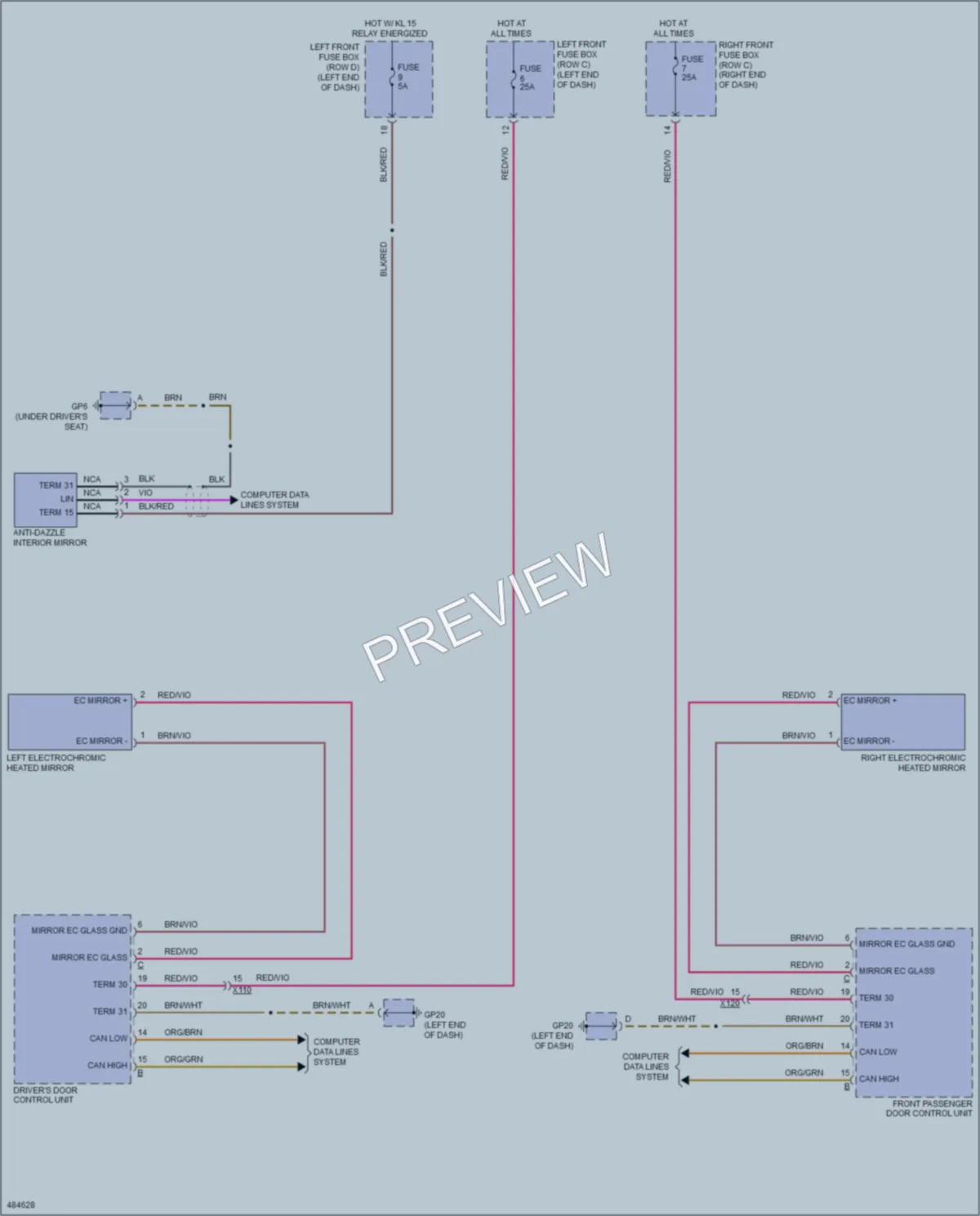 2015 Porsche 911 Power Mirrors wiring diagram preview