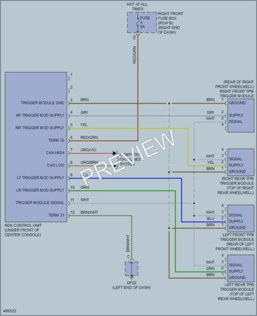 2015 Porsche 911 Warning Systems wiring diagram preview