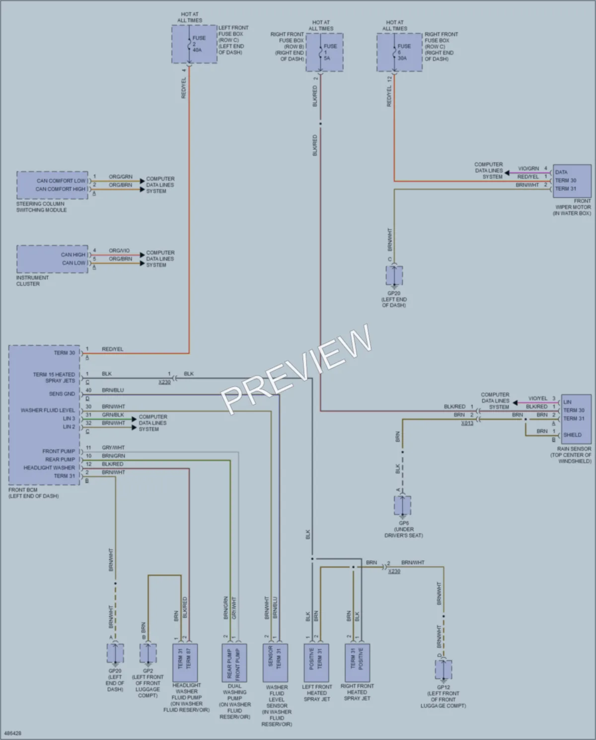 2015 Porsche 911 Wiper Washer wiring diagram preview
