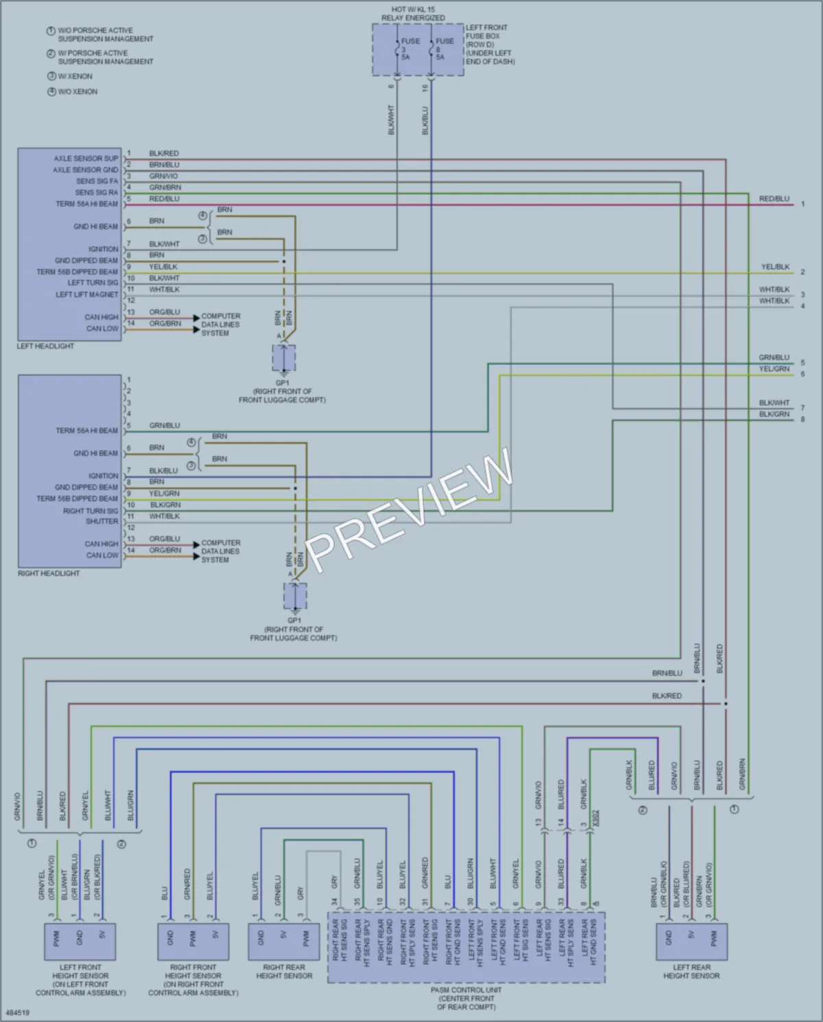2015 Porsche Boxster Headlights wiring diagram preview