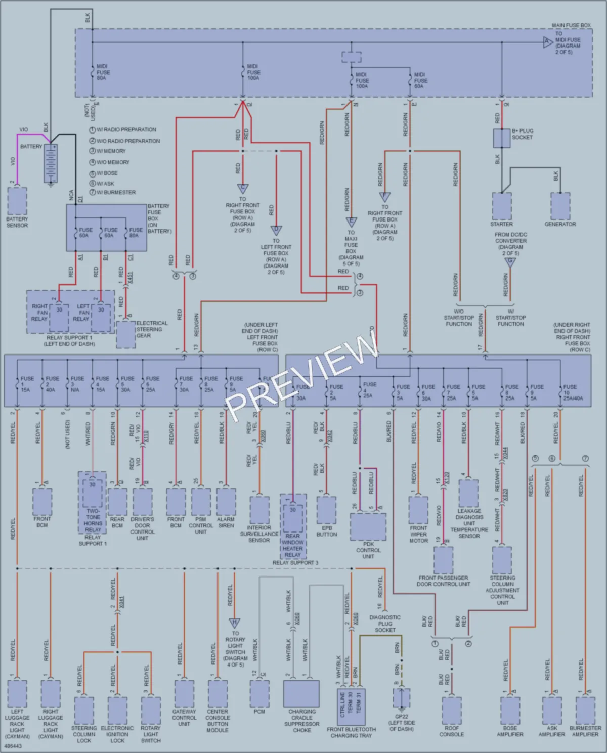 2015 Porsche Boxster Power Distribution wiring diagram preview