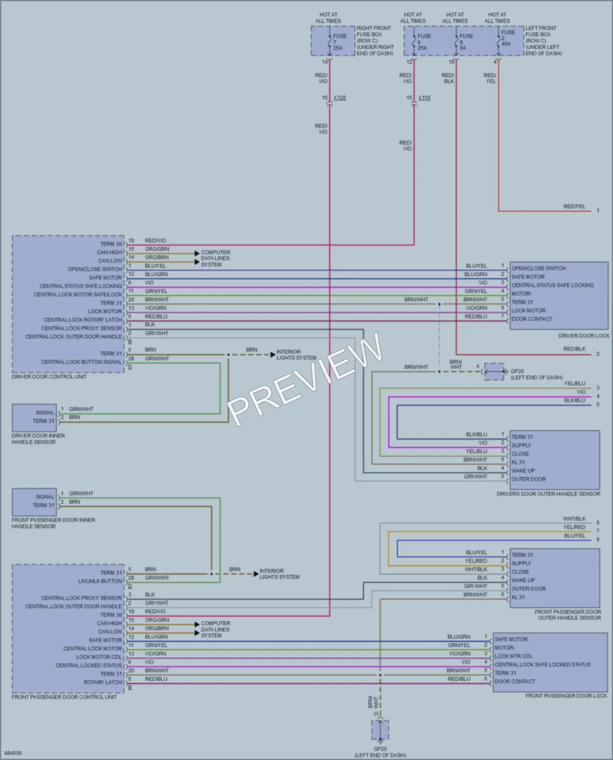 2015 Porsche Boxster Power Door Locks wiring diagram preview