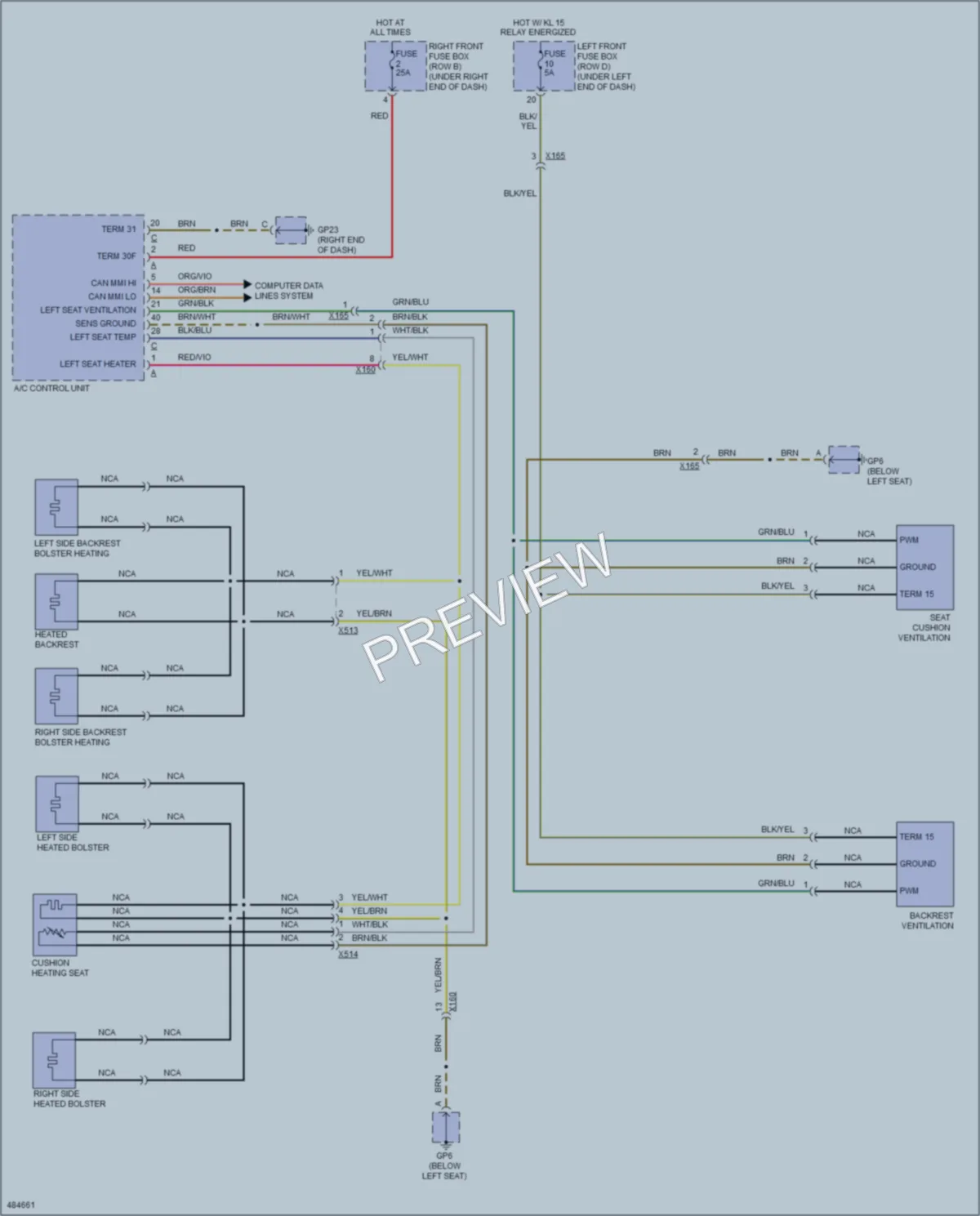 2015 Porsche Boxster Power Seats wiring diagram preview
