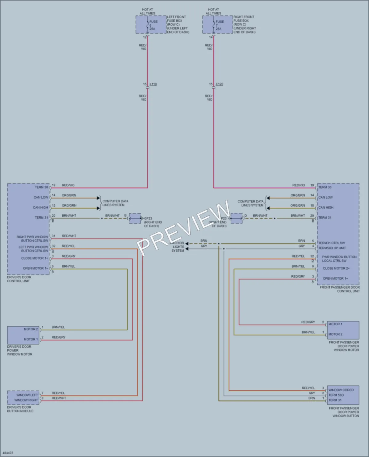 2015 Porsche Boxster Power Windows wiring diagram preview