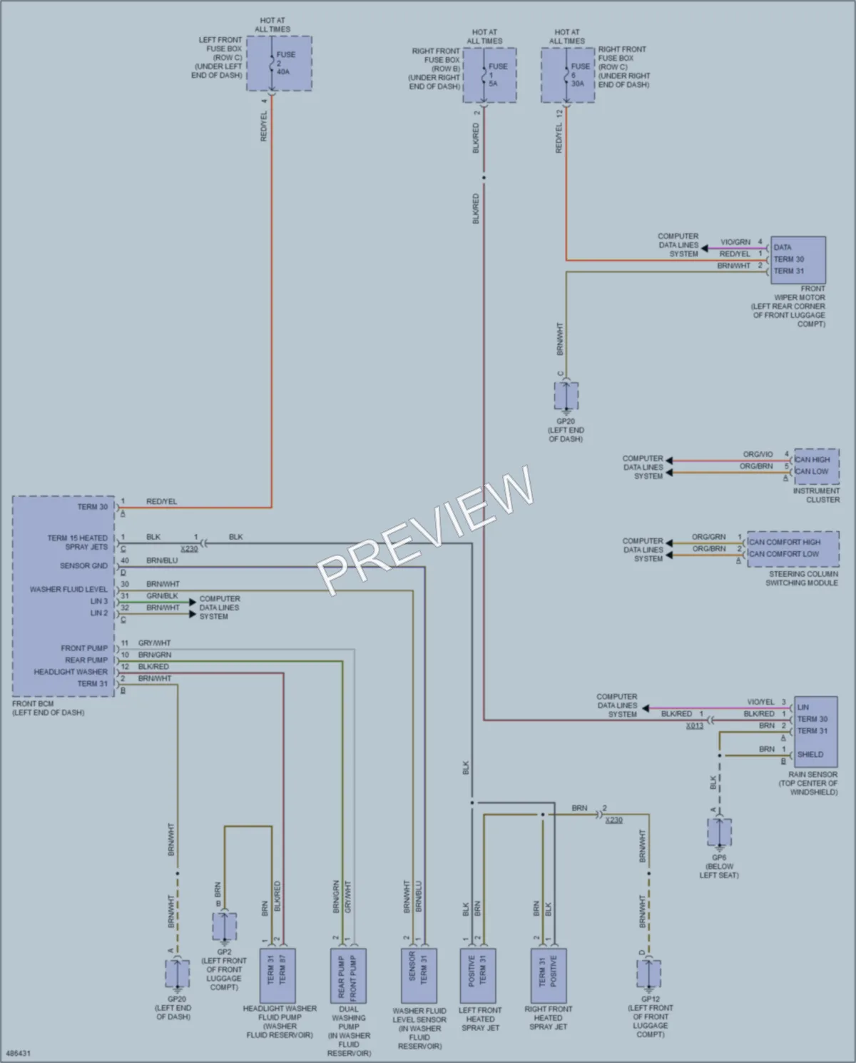 2015 Porsche Boxster Wiper Washer wiring diagram preview
