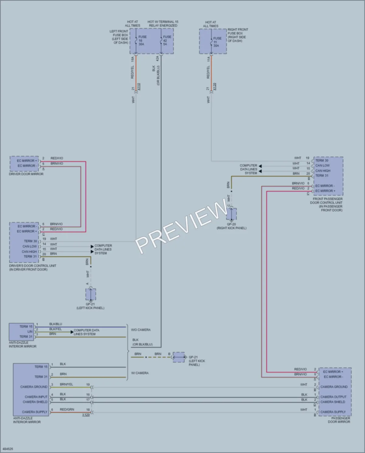2015 Porsche Cayenne Power Mirrors wiring diagram preview