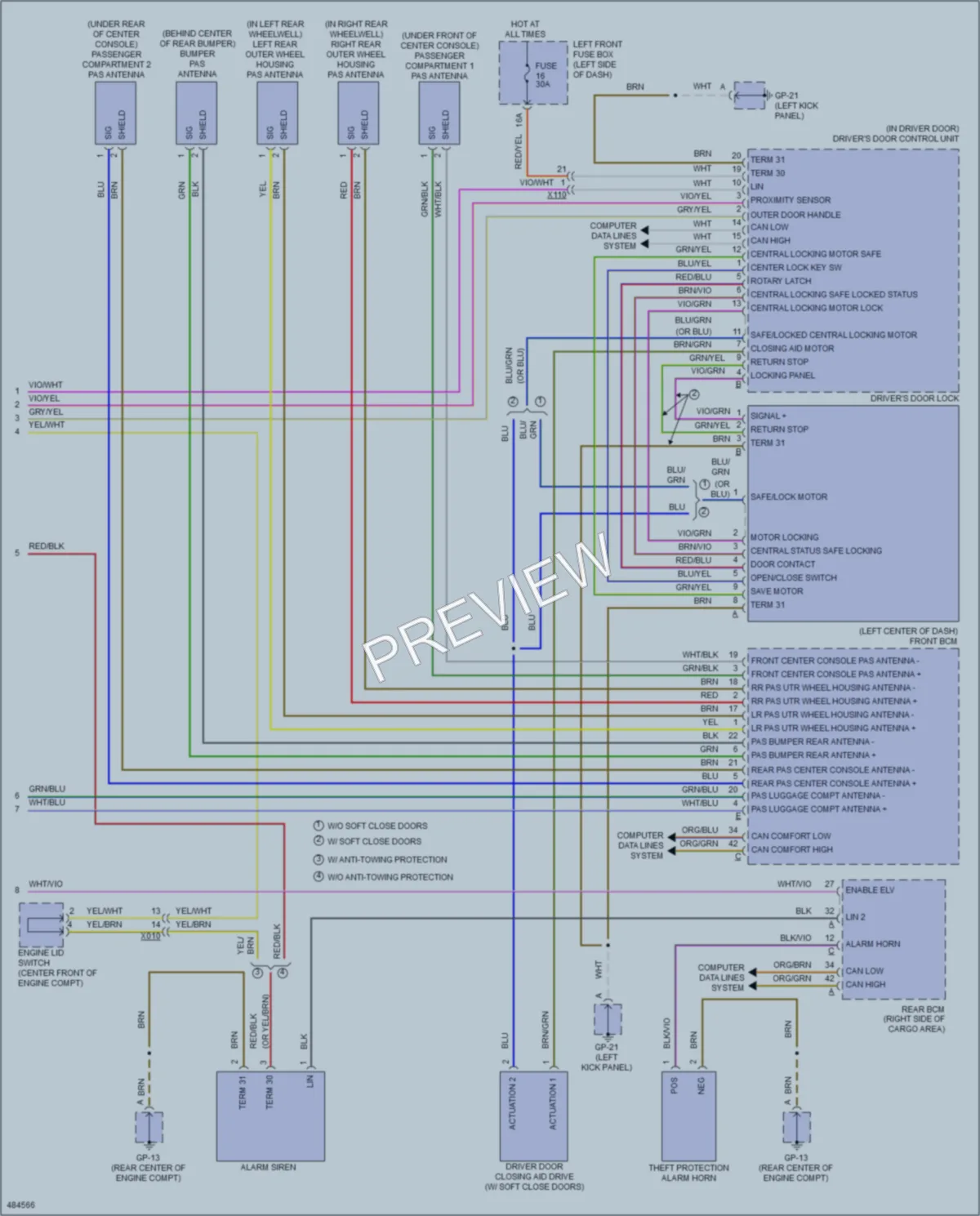 2015 Porsche CayenneHybrid Anti Theft wiring diagram preview