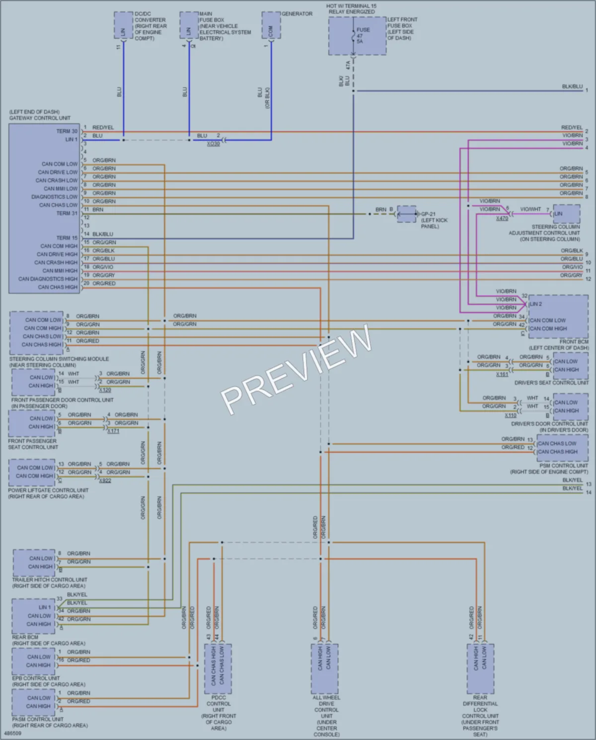 2015 Porsche CayenneHybrid Computer Data Lines wiring diagram preview
