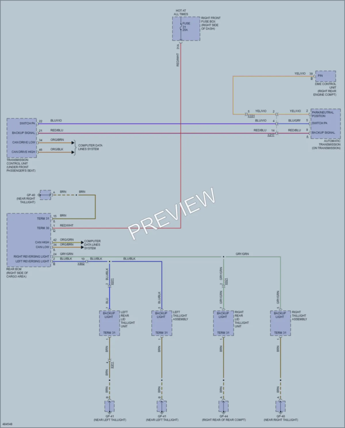 2015 Porsche CayenneHybrid Exterior Lights wiring diagram preview
