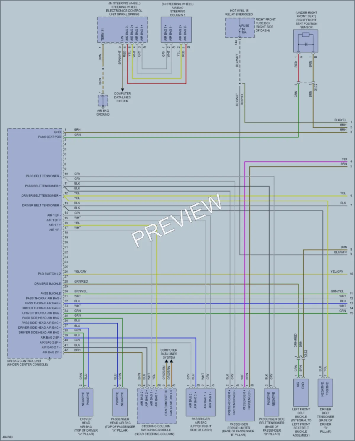 2015 Porsche CayenneHybrid Supplemental Restraints wiring diagram preview