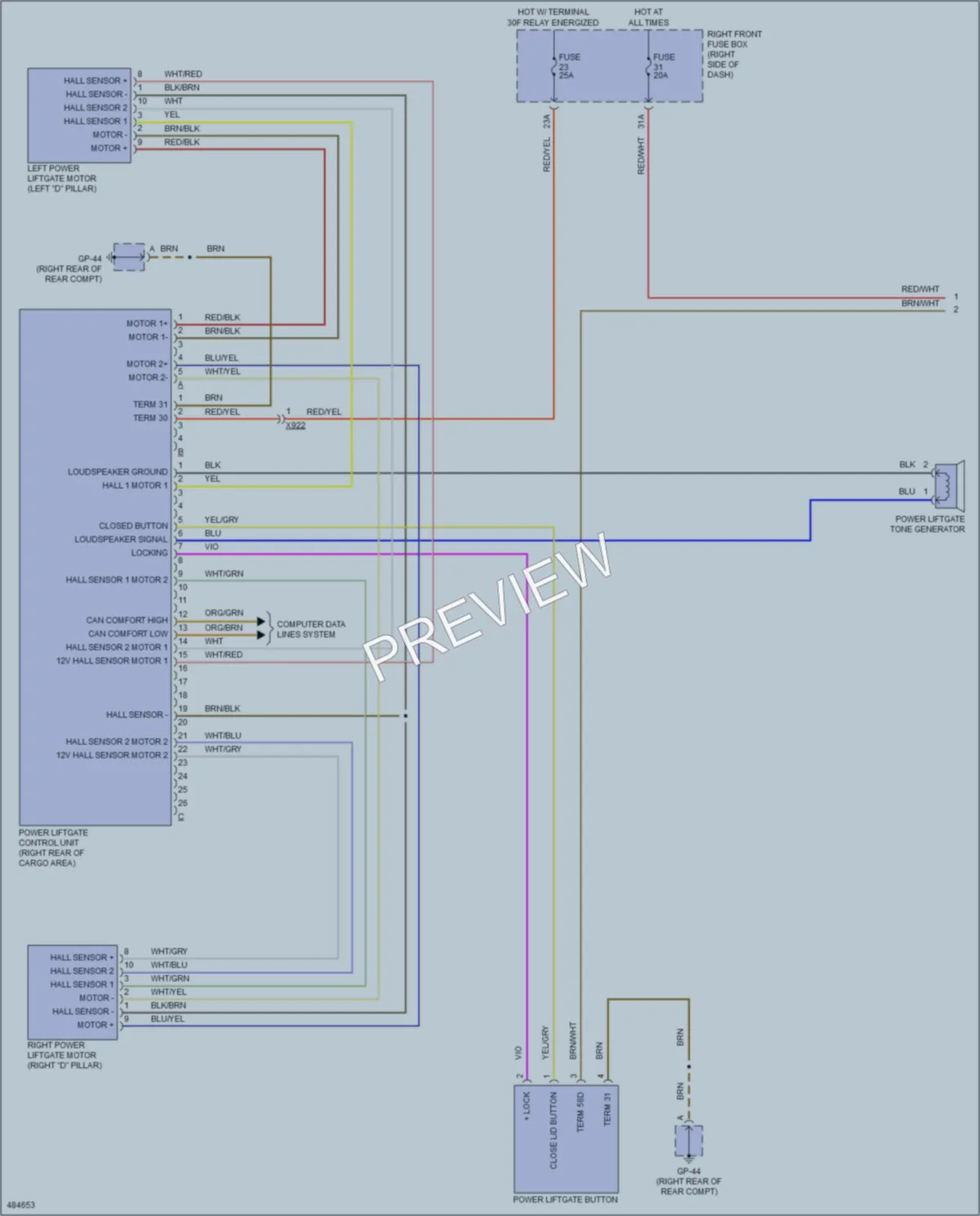 2015 Porsche CayenneHybrid Trunk Tailgate Fuel Door wiring diagram preview