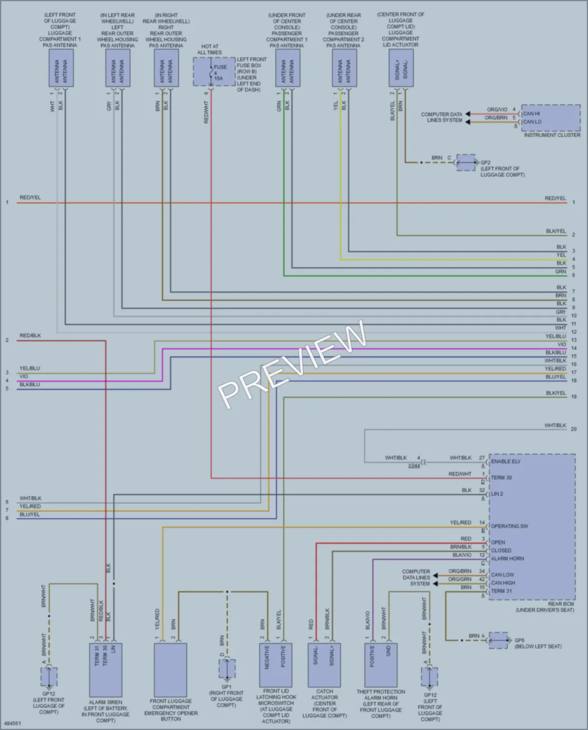 2015 Porsche Cayman Anti Theft wiring diagram preview