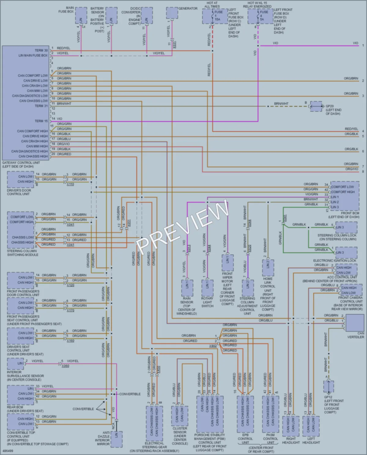 2015 Porsche Cayman Computer Data Lines wiring diagram preview