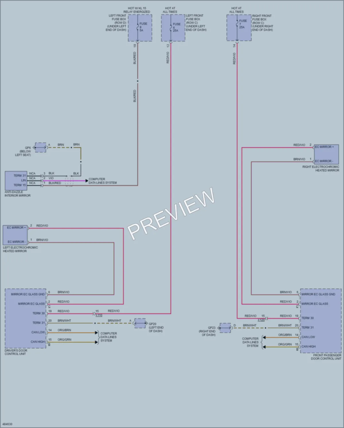 2015 Porsche Cayman Power Mirrors wiring diagram preview