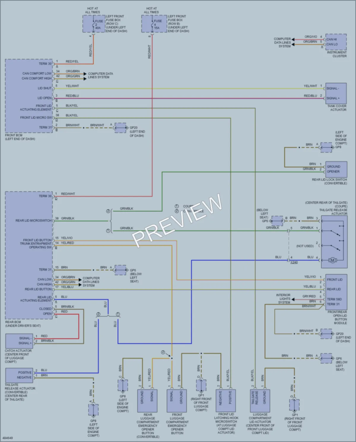 2015 Porsche Cayman Trunk Tailgate Fuel Door wiring diagram preview