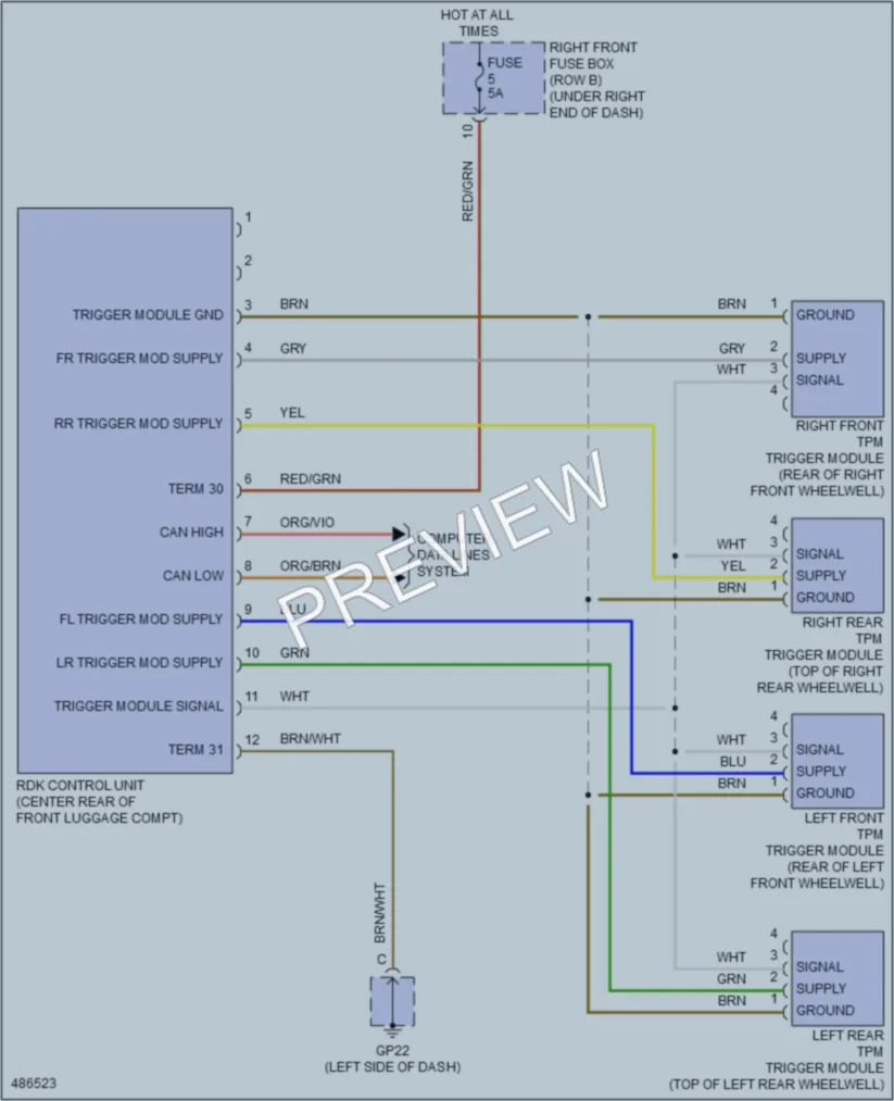 2015 Porsche Cayman Warning Systems wiring diagram preview