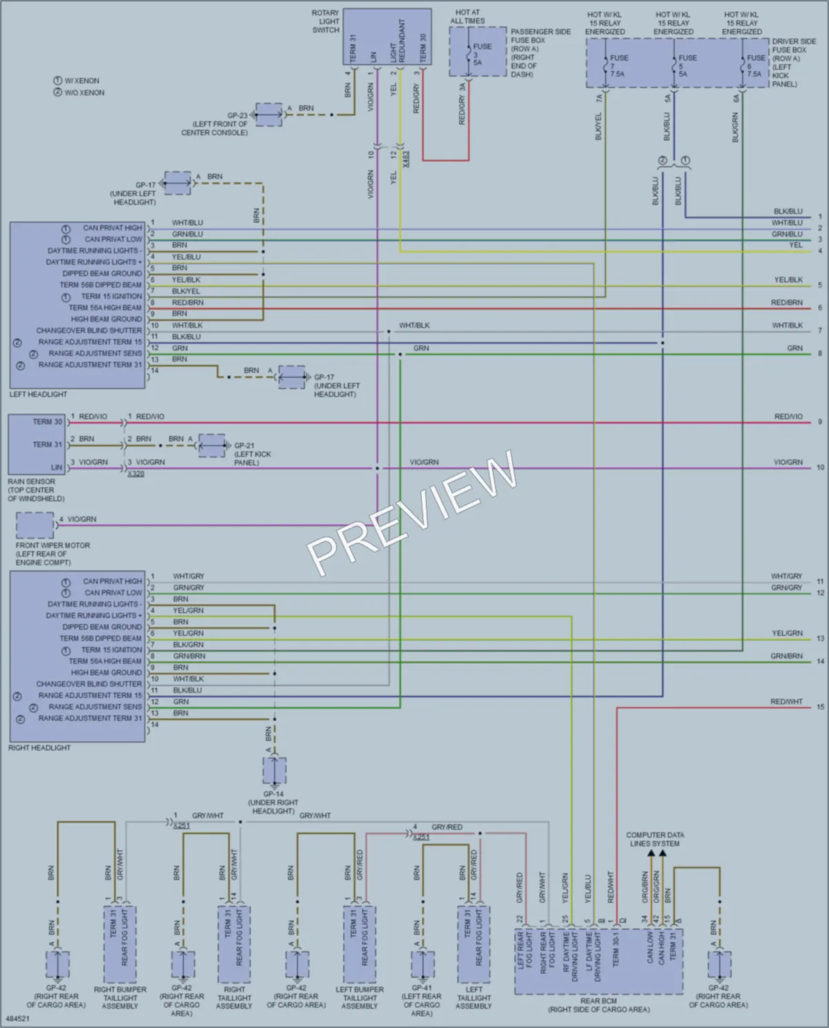 2015 Porsche Macan Headlights wiring diagram preview