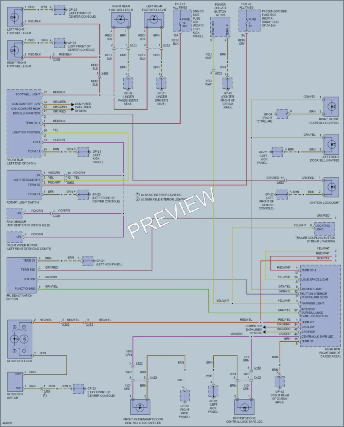 2015 Porsche Macan Interior Lights wiring diagram preview