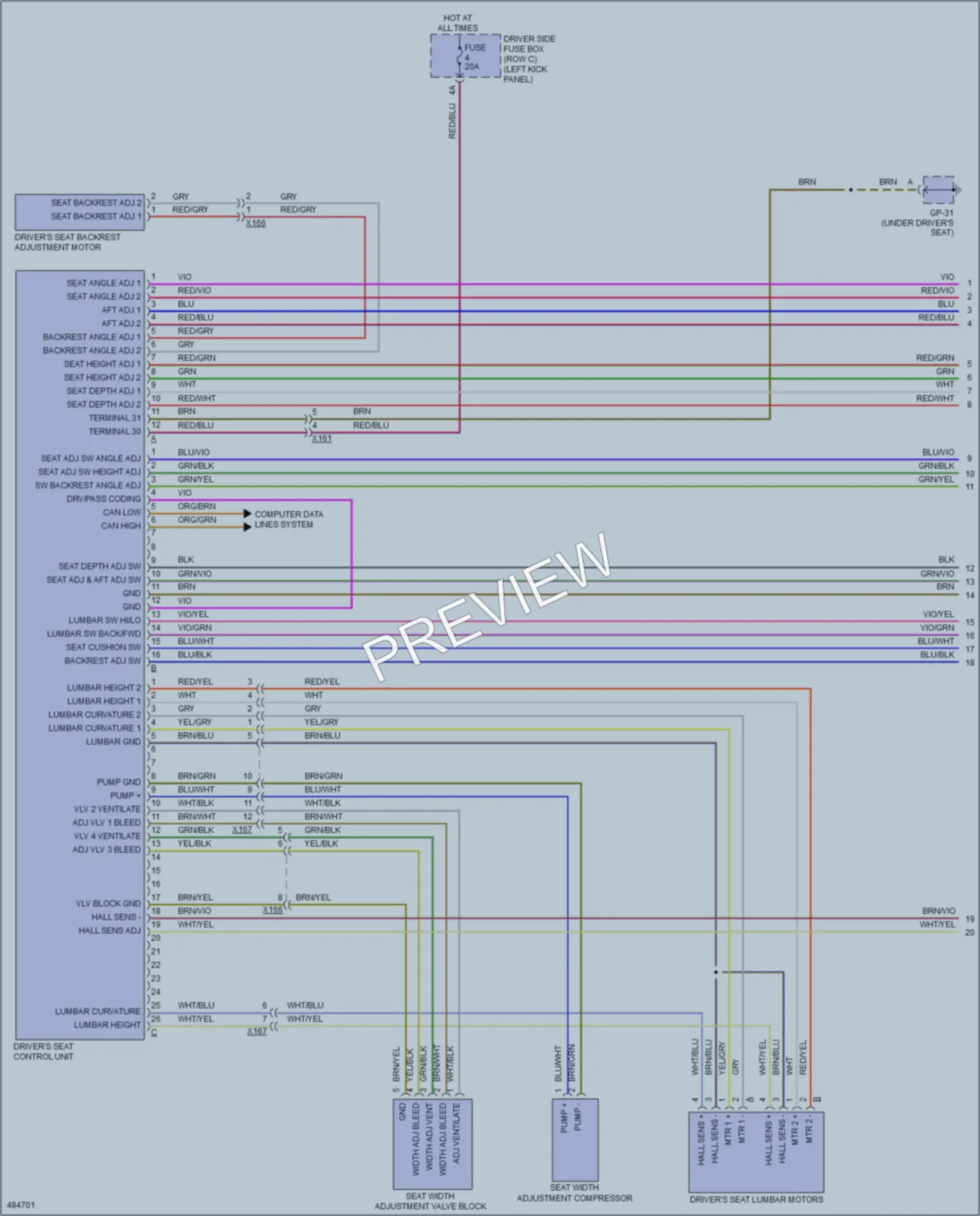 2015 Porsche Macan Memory Systems wiring diagram preview