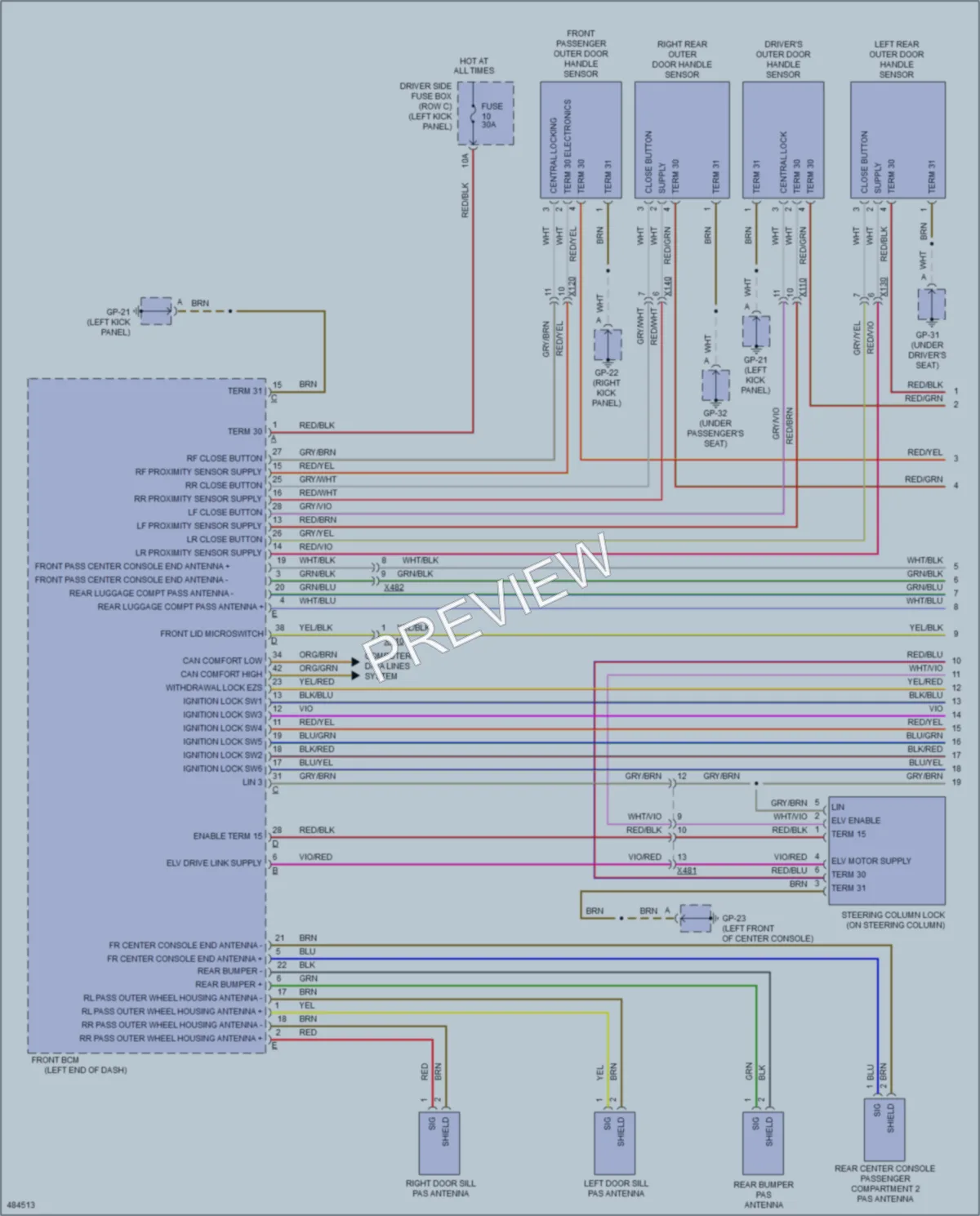 2015 Porsche Macan Power Door Locks wiring diagram preview