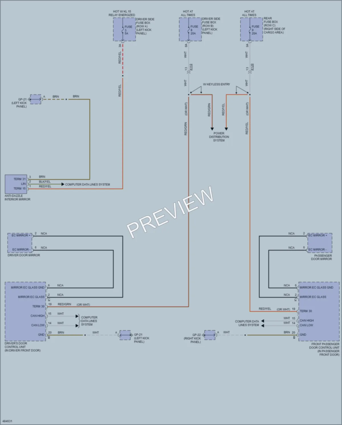 2015 Porsche Macan Power Mirrors wiring diagram preview