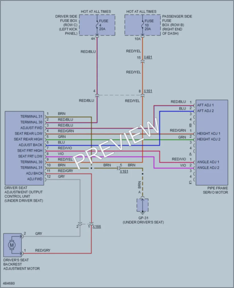 2015 Porsche Macan Power Seats wiring diagram preview