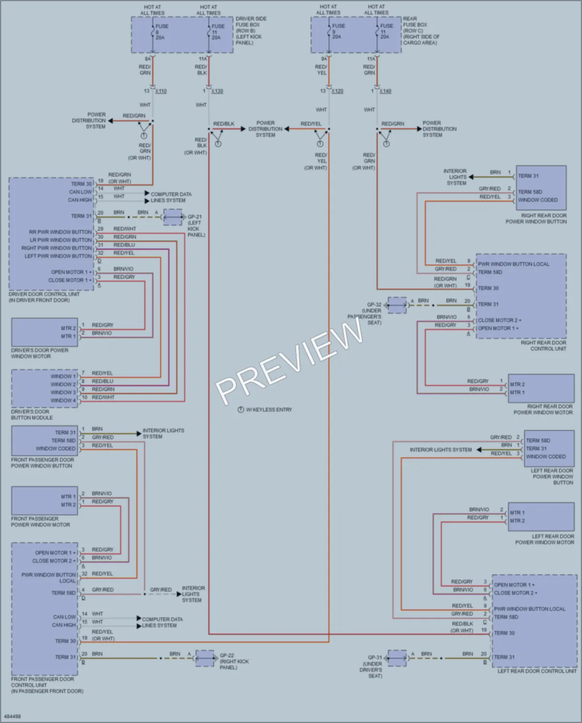 2015 Porsche Macan Power Windows wiring diagram preview