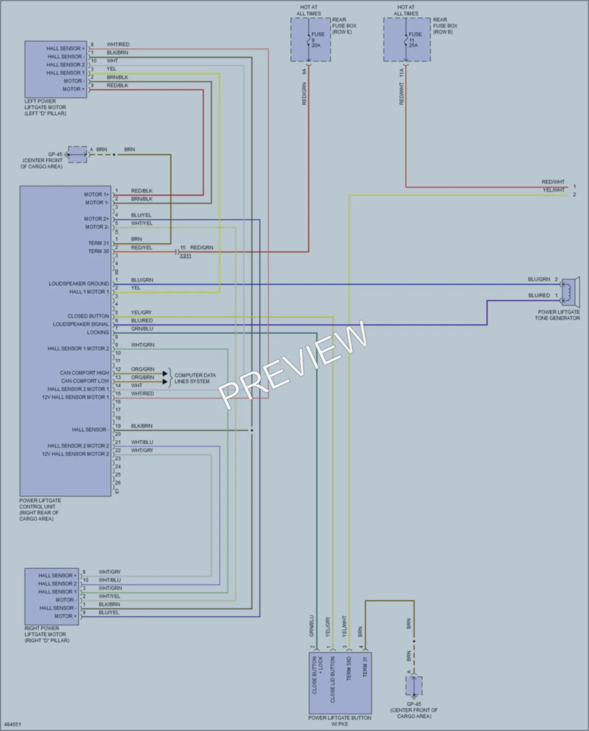 2015 Porsche Macan Trunk Tailgate Fuel Door wiring diagram preview
