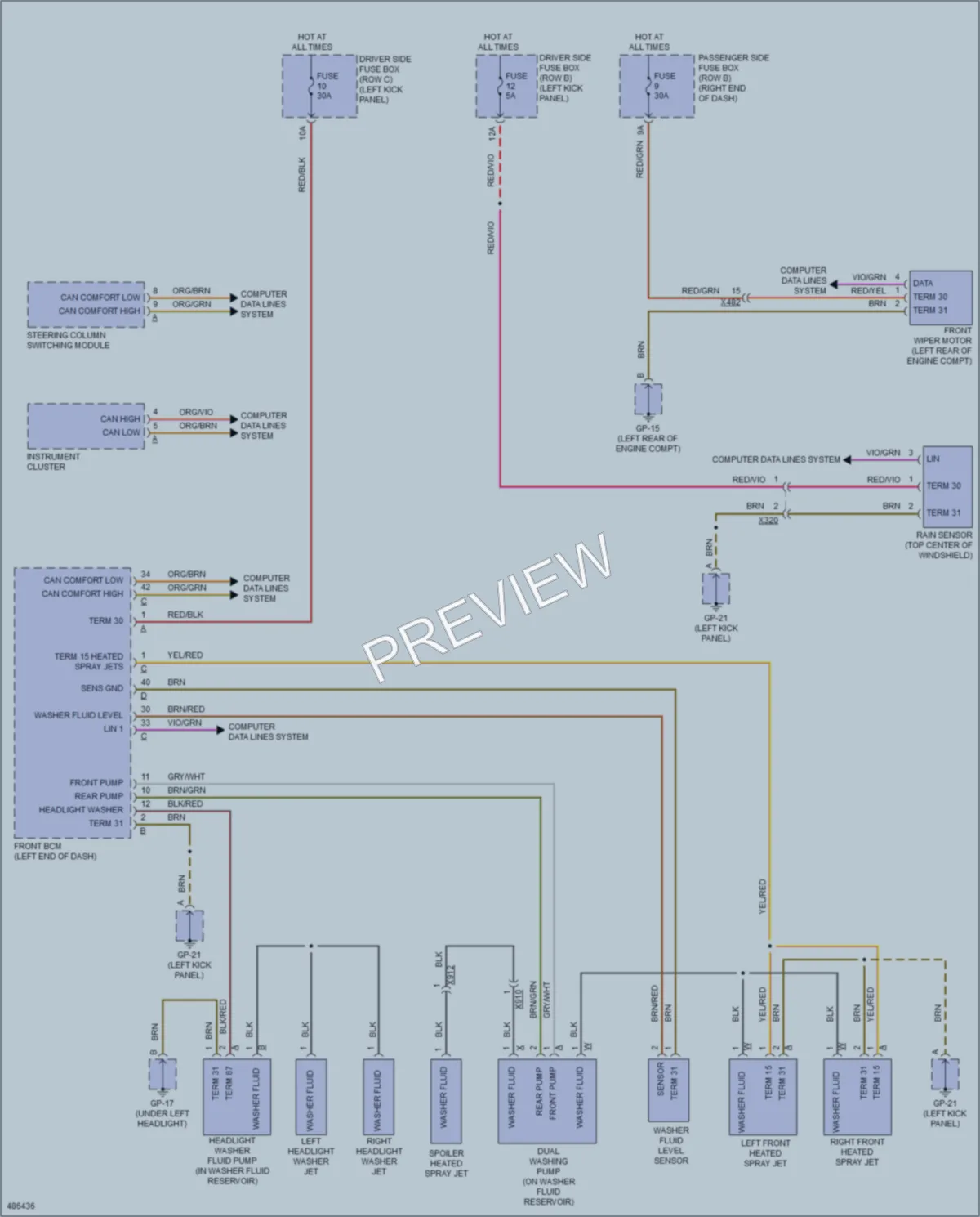 2015 Porsche Macan Wiper Washer wiring diagram preview
