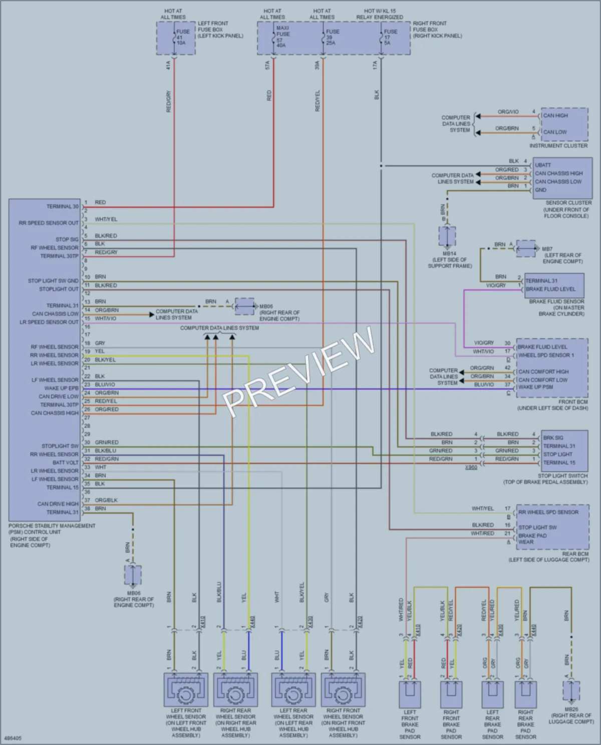 2015 Porsche Panamera Anti Lock Brakes wiring diagram preview