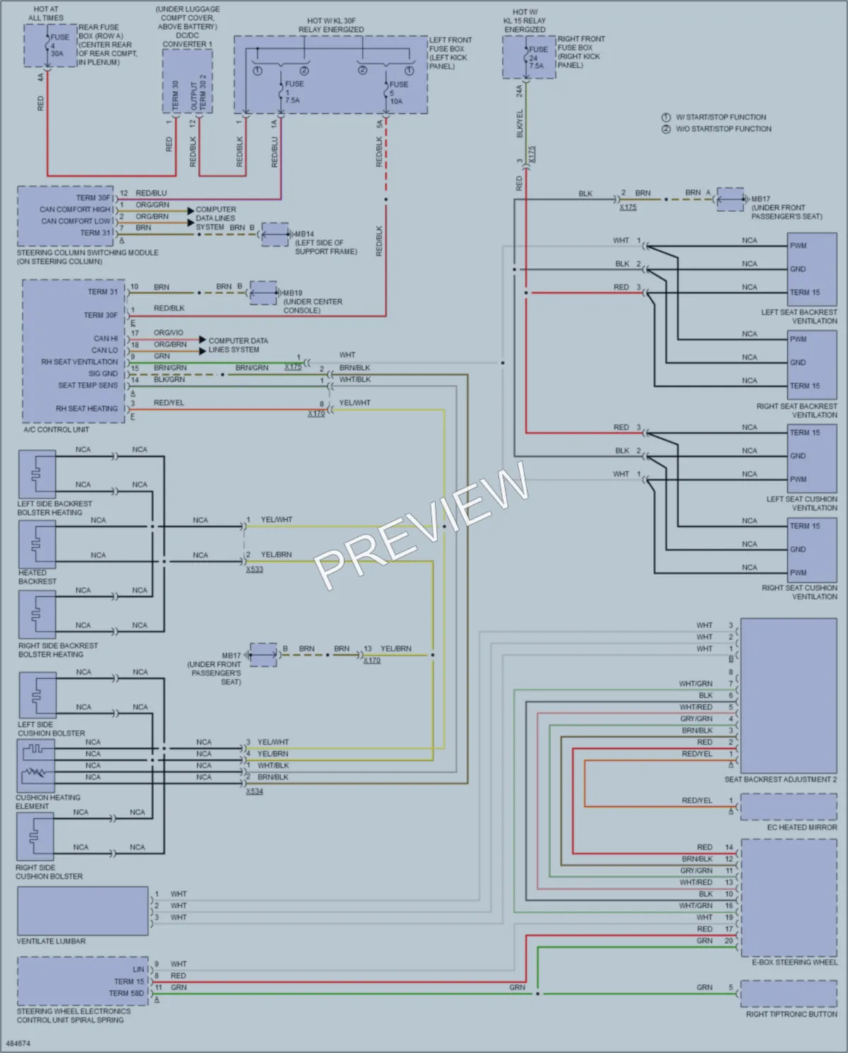2015 Porsche Panamera Power Seats wiring diagram preview