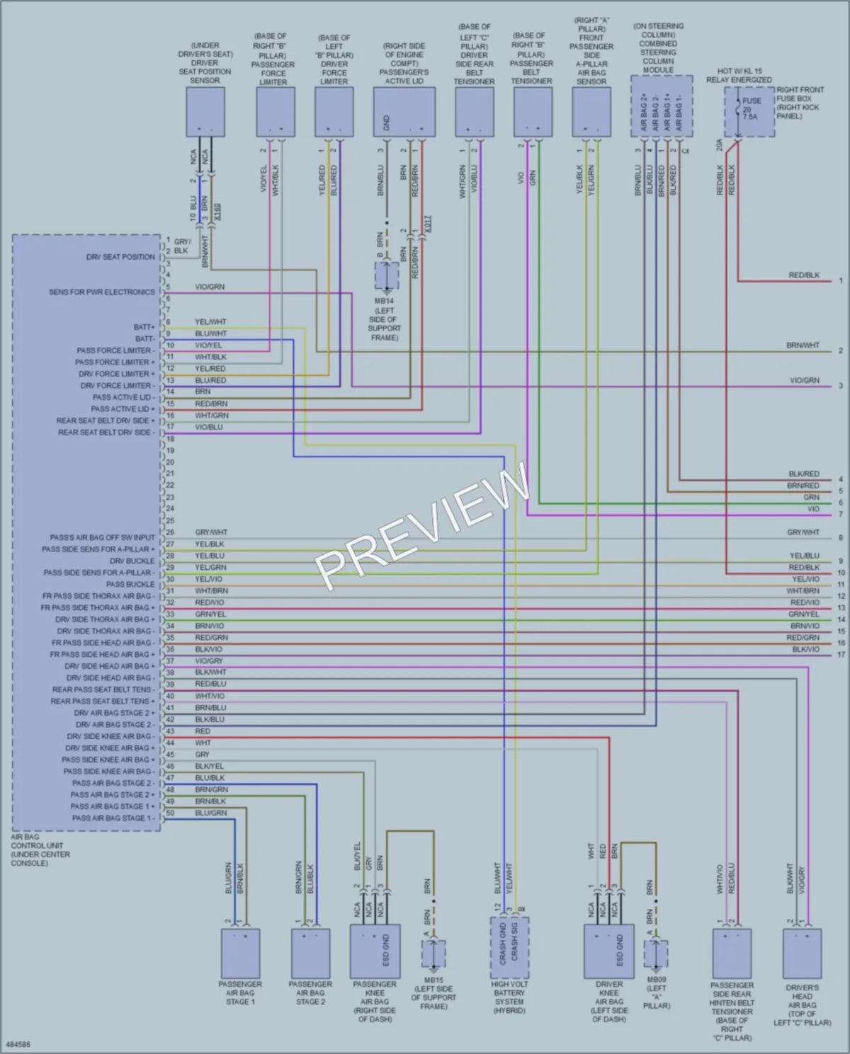 2015 Porsche Panamera Supplemental Restraints wiring diagram preview