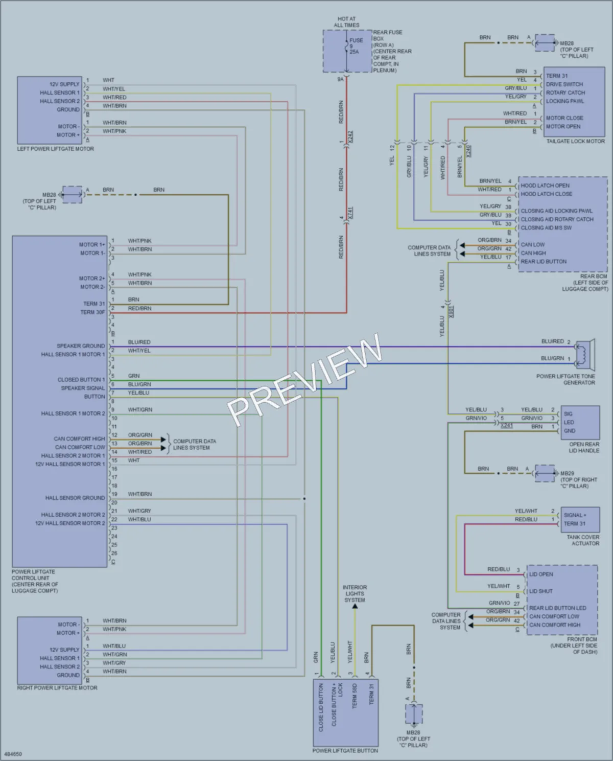 2015 Porsche Panamera Trunk Tailgate Fuel Door wiring diagram preview
