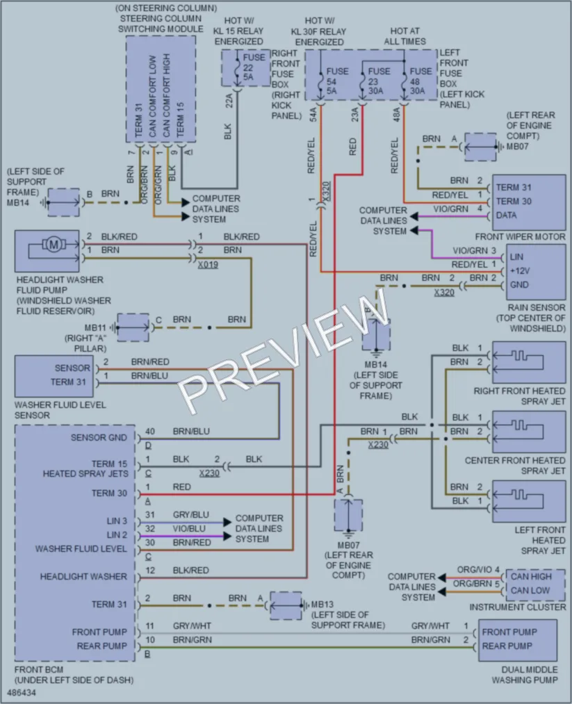 2015 Porsche Panamera Wiper Washer wiring diagram preview