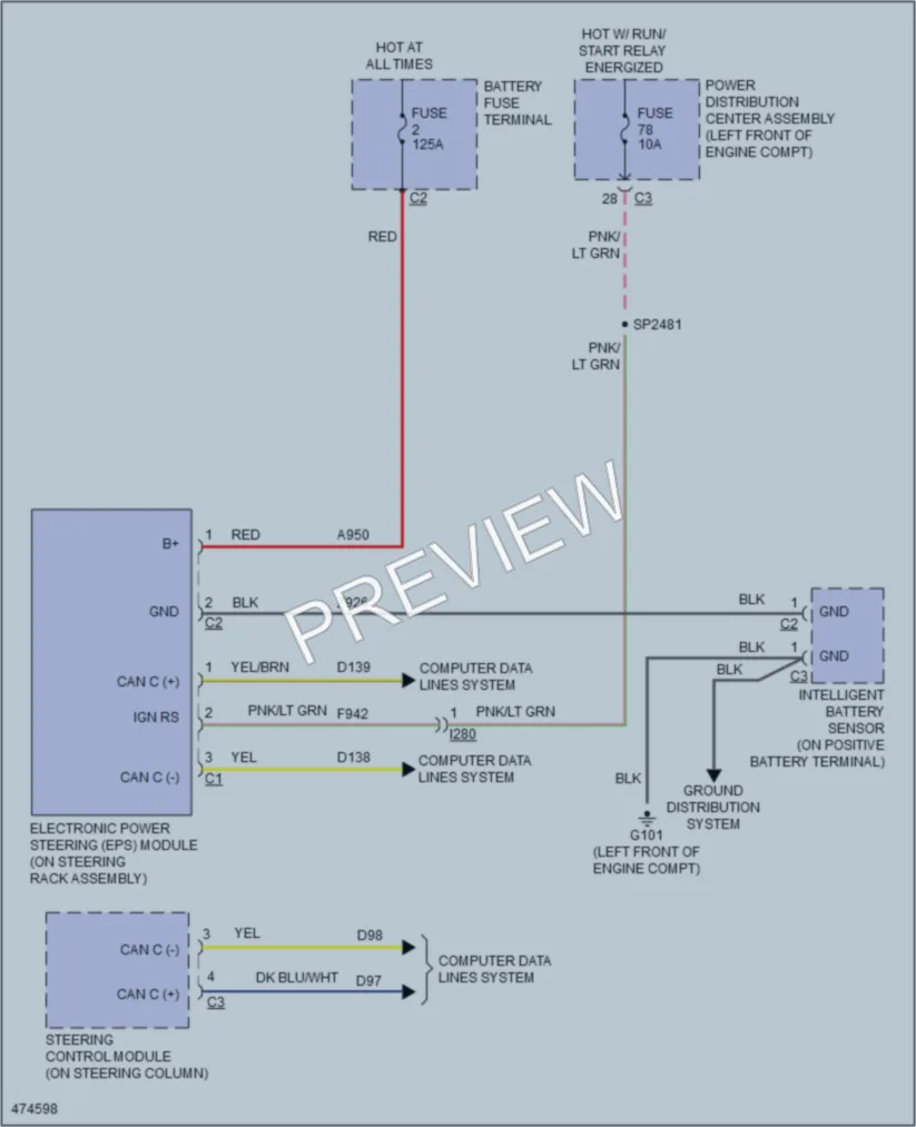 2015 Ram 1500Pickup Electronic Power Steering wiring diagram preview