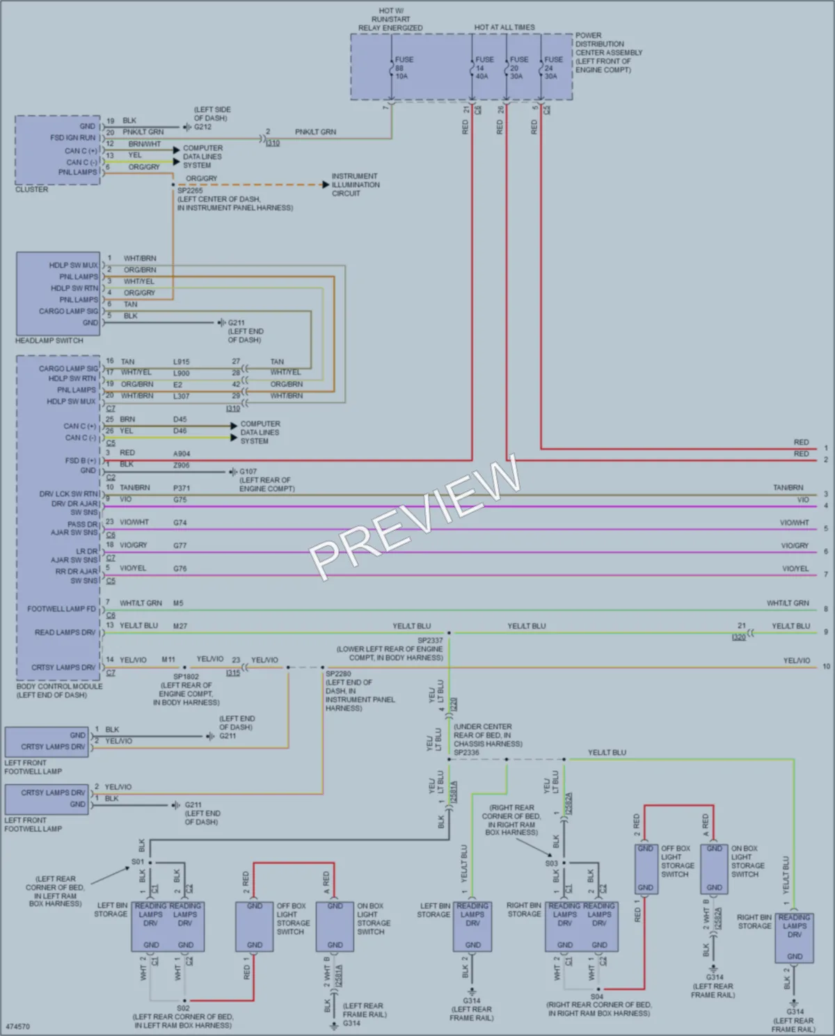 2015 Ram 1500Pickup Interior Lights wiring diagram preview