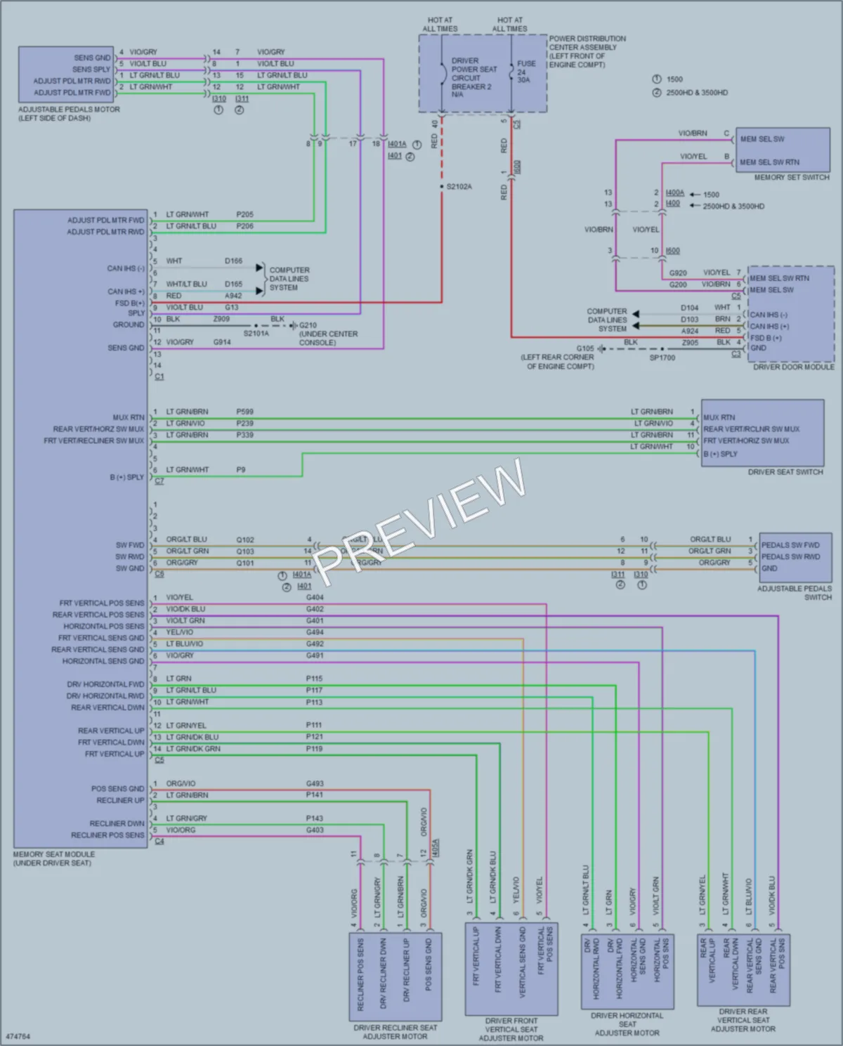2015 Ram 1500Pickup Memory Systems wiring diagram preview